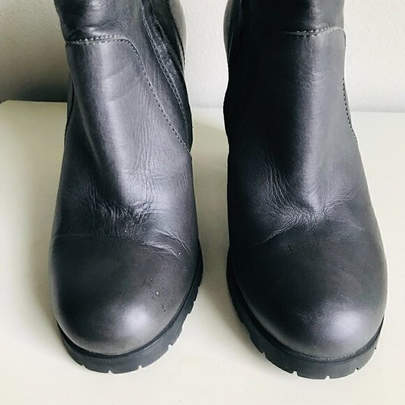 MM6 Maison Martin Margiela Gray Leather Heeled Ankle Boots Size 6 EU 38 - Picture 4 of 10